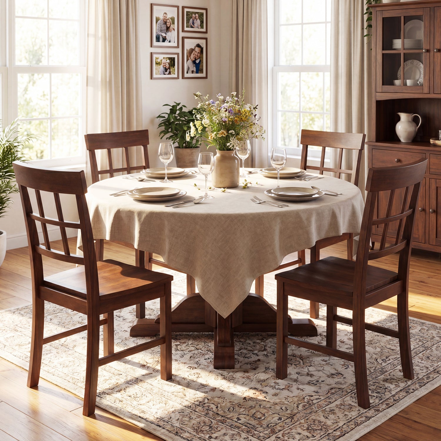 Rubber Wood Dining Chairs Set of 2, Dark Brown Dining Chairs at Gallery Canada