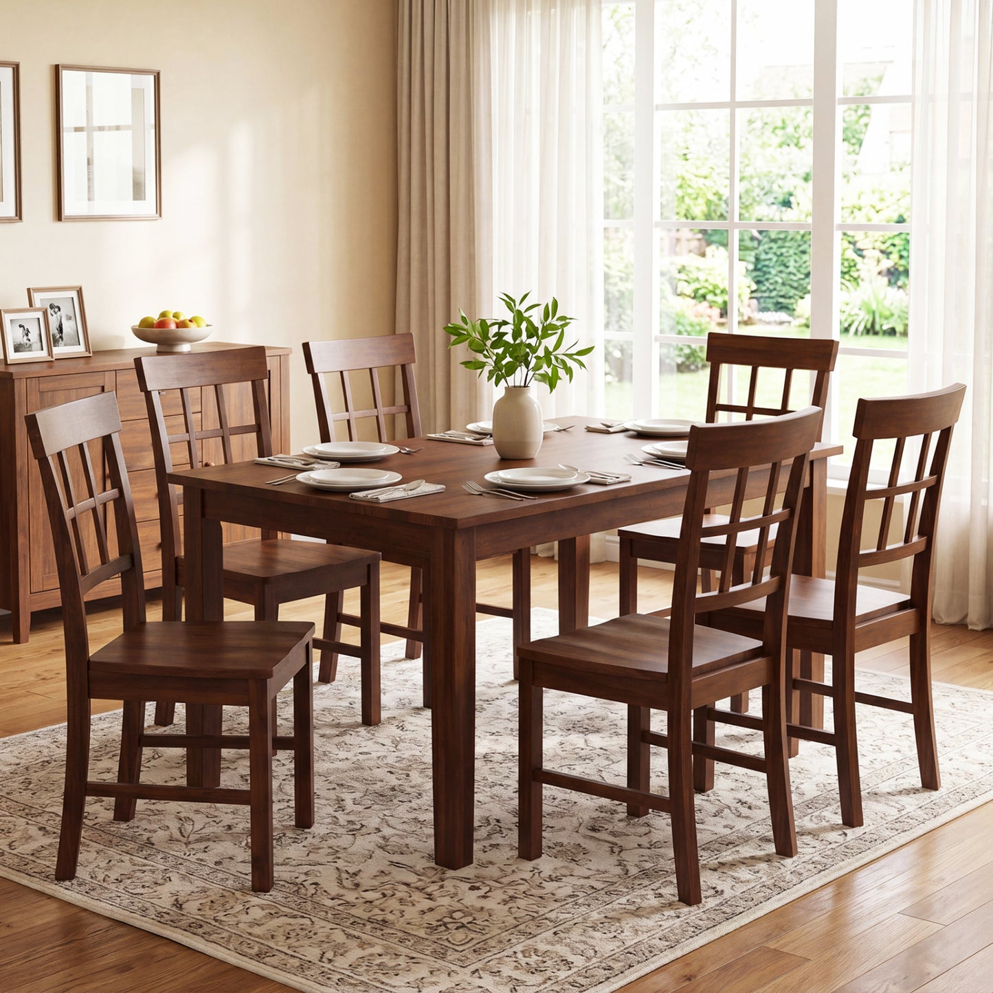Rubber Wood Dining Chairs Set of 2, Dark Brown Dining Chairs at Gallery Canada
