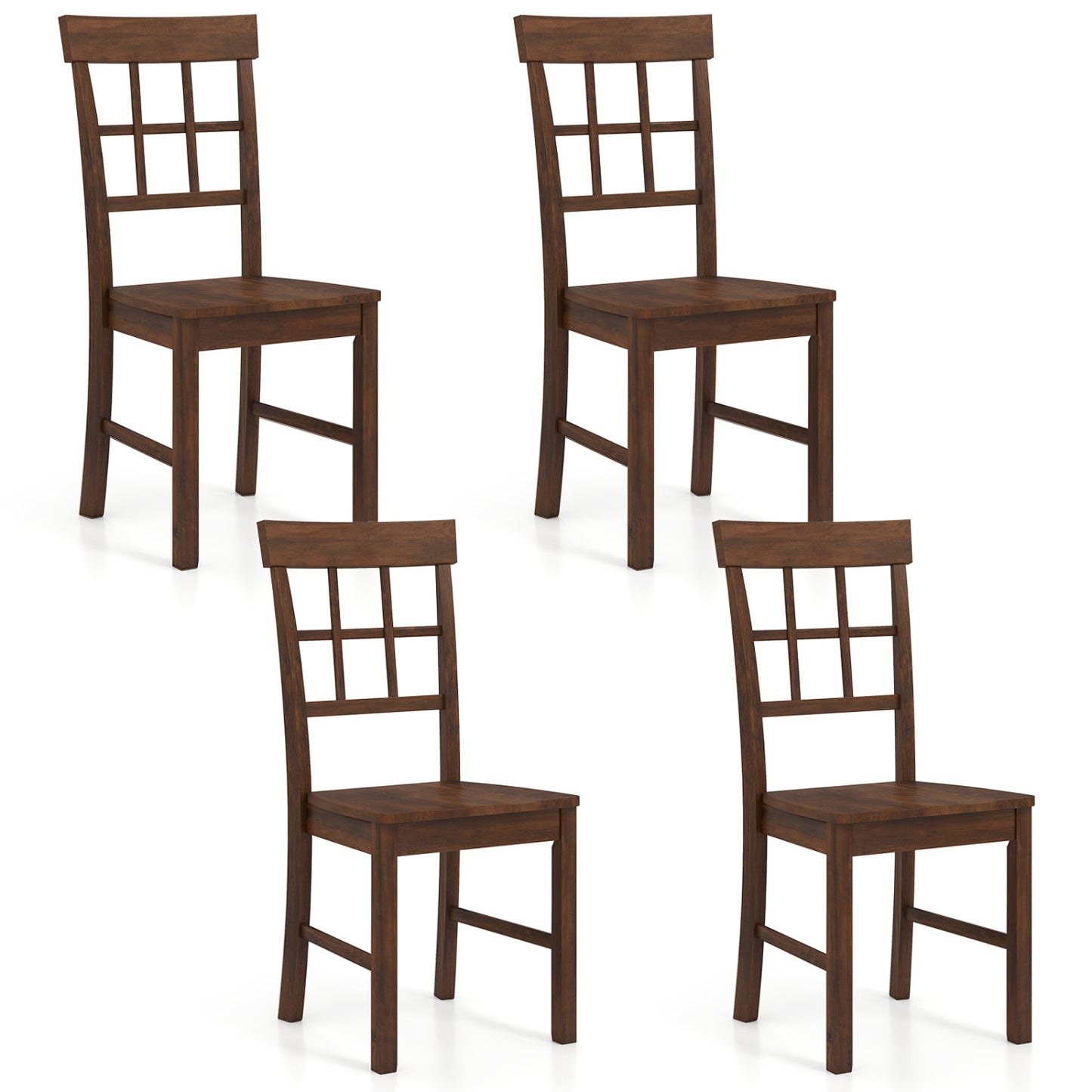 Rubber Wood Dining Chairs Set of 4, Dark Brown Dining Chairs Dark Brown at Gallery Canada