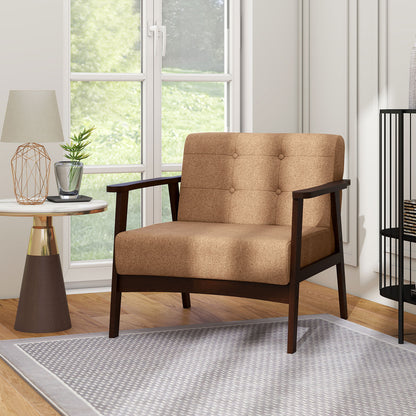 Rubber Wood Frame Accent Chair with Armrest for Living Room, Beige Accent Chairs at Gallery Canada