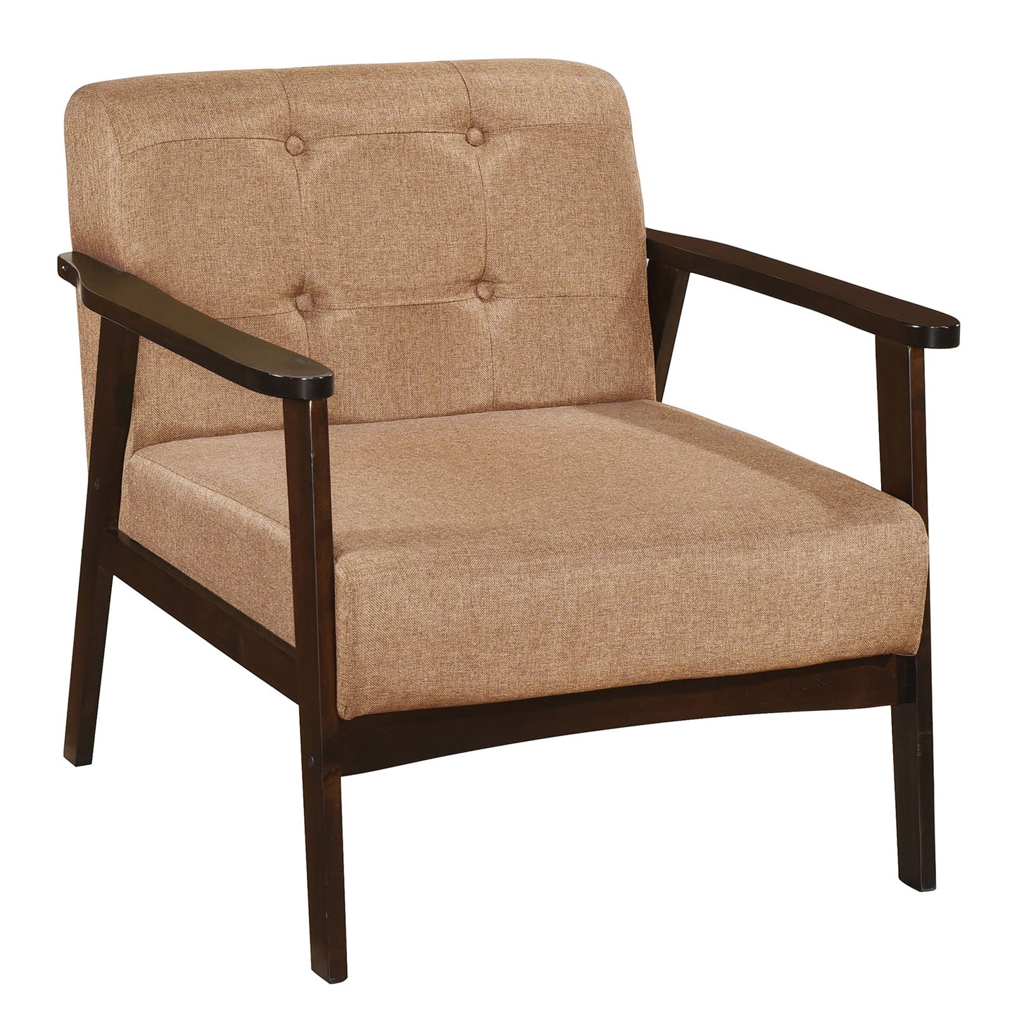 Rubber Wood Frame Accent Chair with Armrest for Living Room, Beige Accent Chairs Beige at Gallery Canada