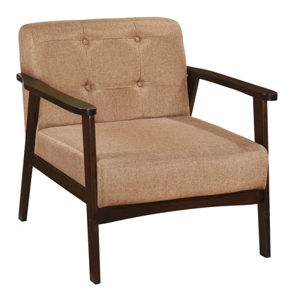 Rubber Wood Frame Accent Chair with Armrest for Living Room, Beige Accent Chairs Beige at Gallery Canada
