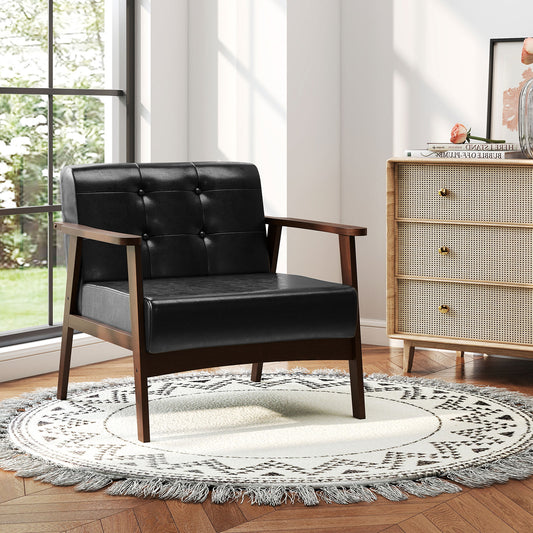 Rubber Wood Frame Accent Chair with Armrest for Living Room, Black Accent Chairs Black at Gallery Canada