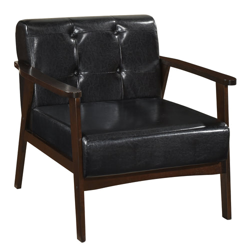 Rubber Wood Frame Accent Chair, With Armrest, Black