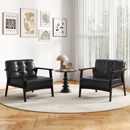 Rubber Wood Frame Accent Chair with Armrest for Living Room, Black Accent Chairs at Gallery Canada
