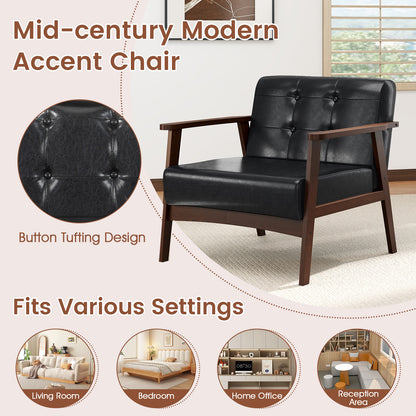 Rubber Wood Frame Accent Chair with Armrest for Living Room, Black Accent Chairs at Gallery Canada