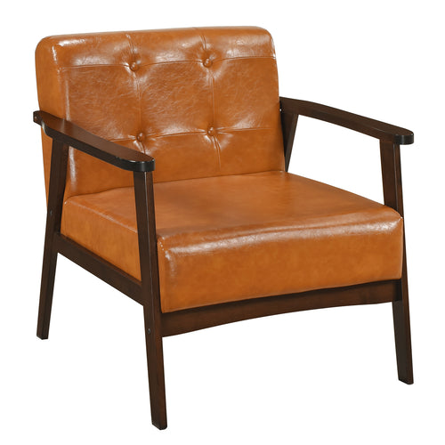 Rubber Wood Frame Accent Chair with Armrest for Living Room, Walnut