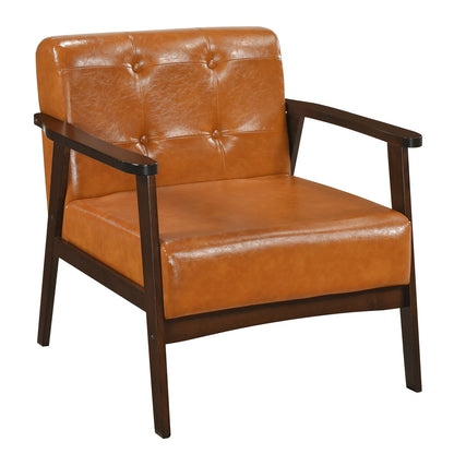 Rubber Wood Frame Accent Chair with Armrest for Living Room, Walnut Accent Chairs at Gallery Canada