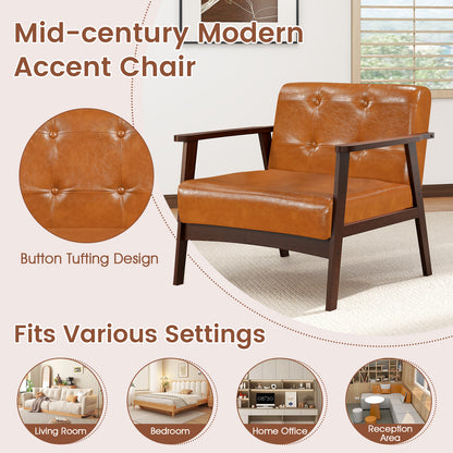 Rubber Wood Frame Accent Chair with Armrest for Living Room, Walnut Accent Chairs at Gallery Canada