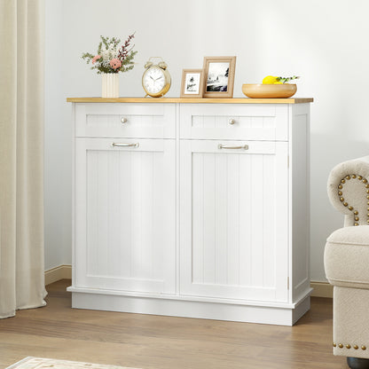 Rubber Wood Kitchen Trash Cabinet with Single Trash Can Holder and Adjustable Shelf, White Sideboards Cabinets & Buffets at Gallery Canada