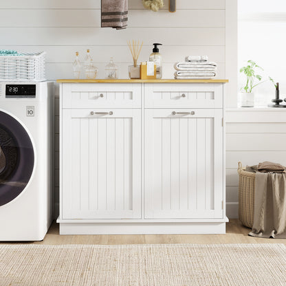 Rubber Wood Kitchen Trash Cabinet with Single Trash Can Holder and Adjustable Shelf, White Sideboards Cabinets & Buffets at Gallery Canada