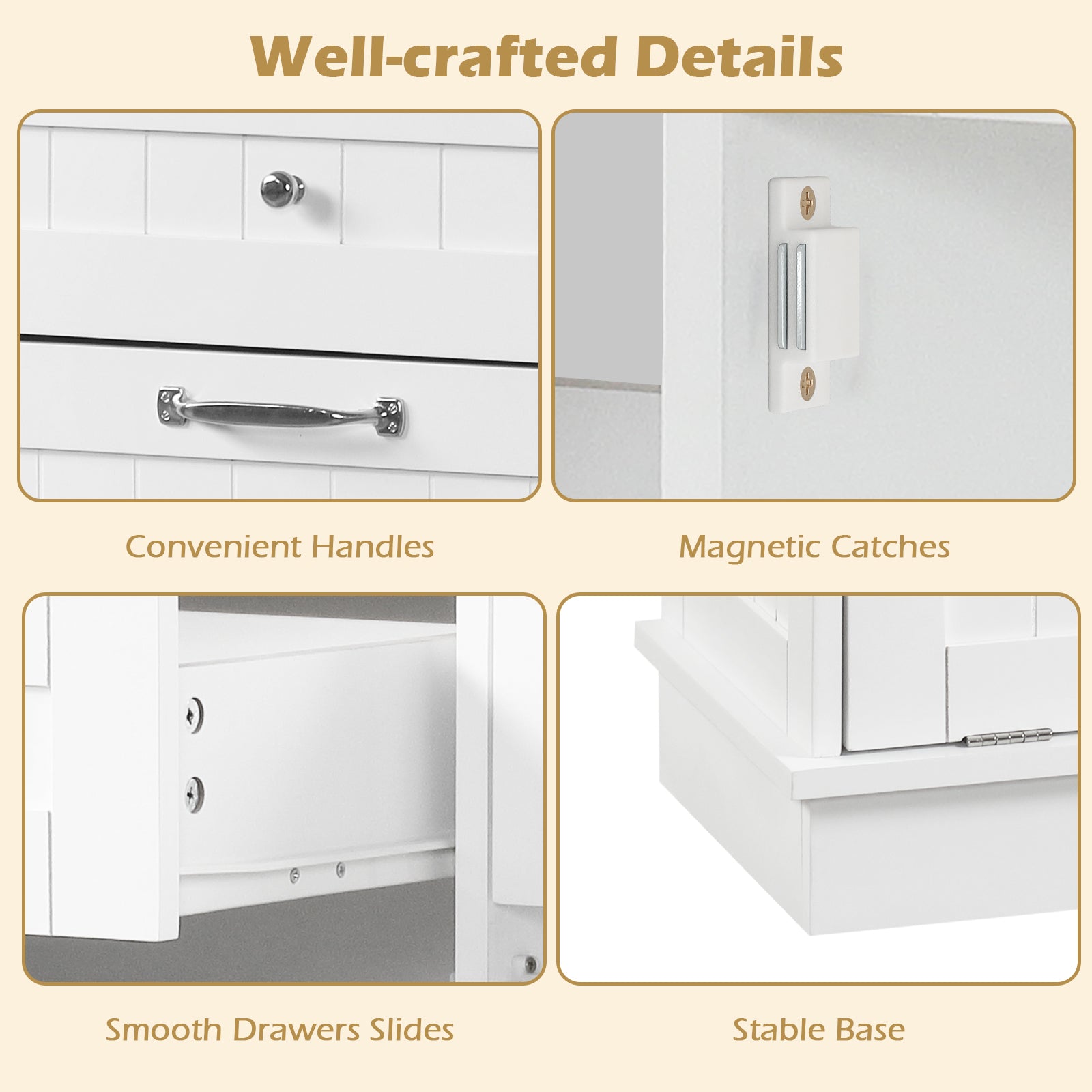 Rubber Wood Kitchen Trash Cabinet with Single Trash Can Holder and Adjustable Shelf, White Sideboards Cabinets & Buffets at Gallery Canada