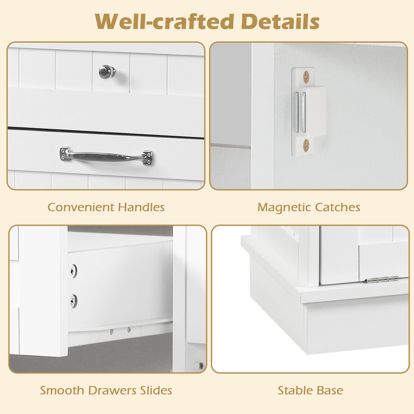 Rubber Wood Kitchen Trash Cabinet with Single Trash Can Holder and Adjustable Shelf, White Sideboards Cabinets & Buffets at Gallery Canada