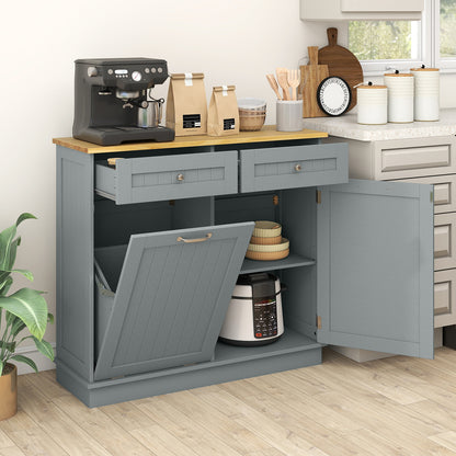 Rubber Wood Kitchen Trash Cabinet, Single Can Holder, Adjustable Shelf, Gray Sideboards Cabinets & Buffets at Gallery Canada