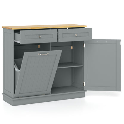 Rubber Wood Kitchen Trash Cabinet, Single Can Holder, Adjustable Shelf, Gray Sideboards Cabinets & Buffets at Gallery Canada