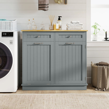 Rubber Wood Kitchen Trash Cabinet, Single Can Holder, Adjustable Shelf, Gray Sideboards Cabinets & Buffets at Gallery Canada