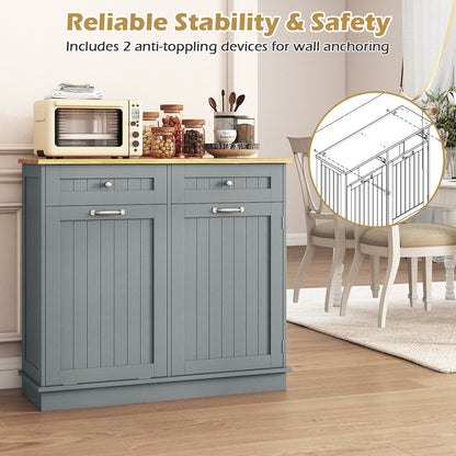 Rubber Wood Kitchen Trash Cabinet, Single Can Holder, Adjustable Shelf, Gray Sideboards Cabinets & Buffets at Gallery Canada