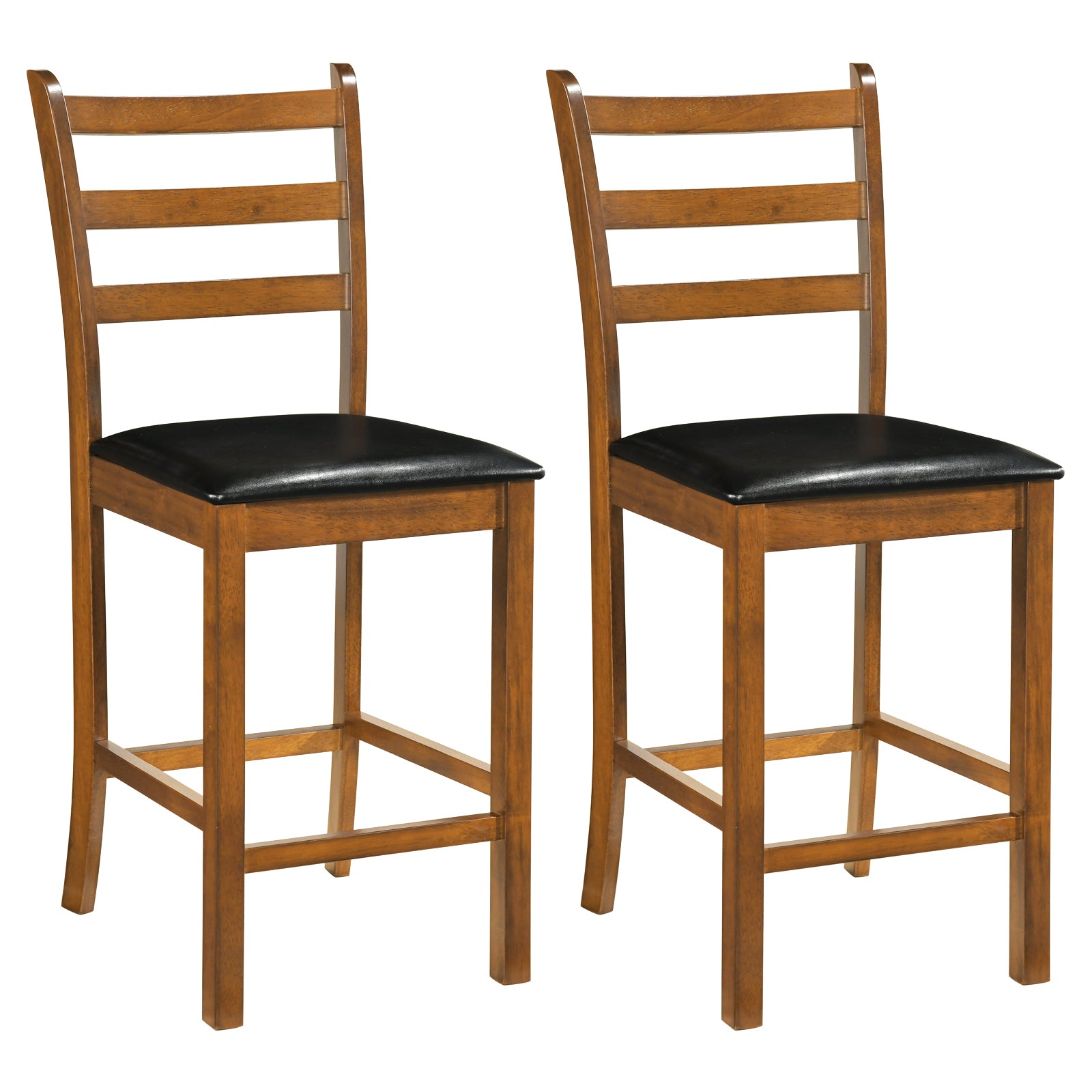 Rubber Wood Ladder Back Bar Stools, 24 Inch, Set of 2, Walnut Bar Stools at Gallery Canada