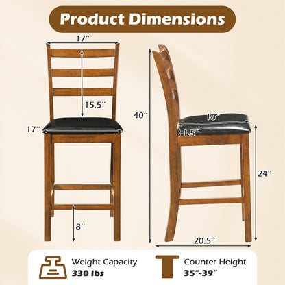 Rubber Wood Ladder Back Bar Stools, 24 Inch, Set of 2, Walnut Bar Stools at Gallery Canada