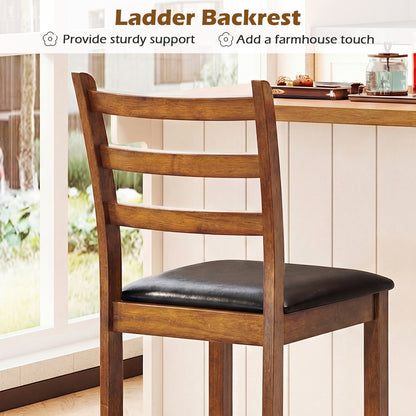 Rubber Wood Ladder Back Bar Stools, 24 Inch, Set of 2, Walnut Bar Stools at Gallery Canada