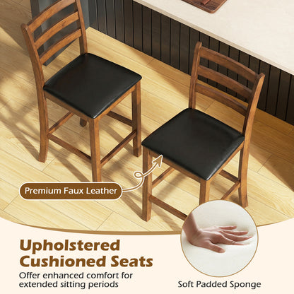 Rubber Wood Ladder Back Bar Stools, 24 Inch, Set of 2, Walnut Bar Stools at Gallery Canada