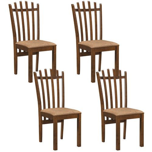 Rubber Wood Slat Back Dining Chairs Set of 4, Brown