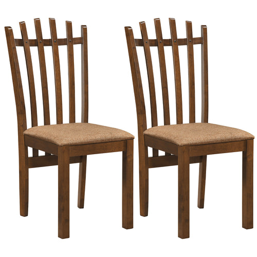 Rubber Wood Slat Back Kitchen Chairs, Set of 2, Brown