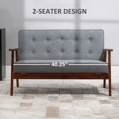 44.5" 2 Seat Sofa, Modern Upholstered Loveseat, Button Tufted Back, Wood Legs, Grey 2-Seater Sofas at Gallery Canada