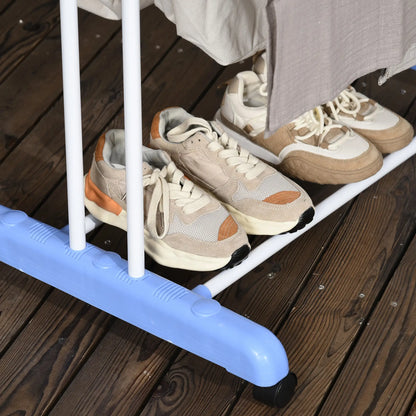 Foldable 4-Tier Steel Clothes Drying Rack, 2 Side Wings, 4 Castors, Indoor Outdoor, Blue Bath Accessories at Gallery Canada