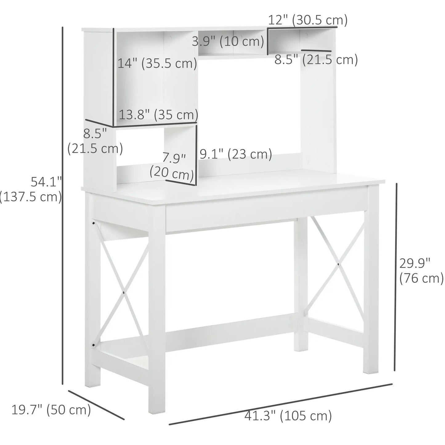 Computer Desk with Hutch, Home Office Study Table, White Computer Desks at Gallery Canada