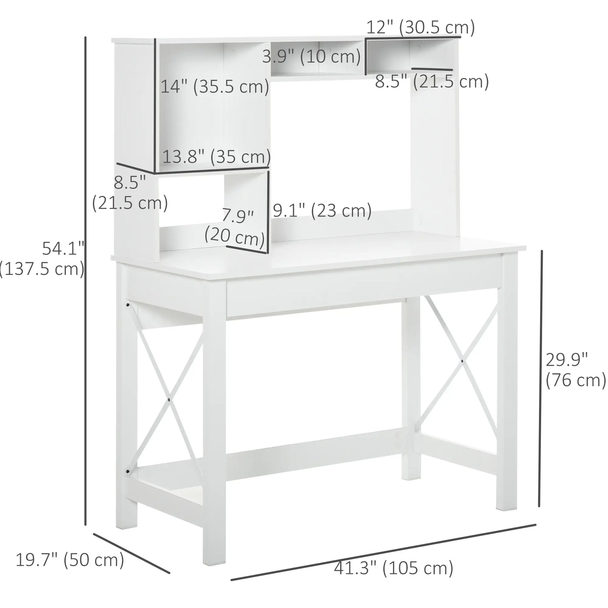 Computer Desk with Hutch, Home Office Study Table, White Computer Desks at Gallery Canada