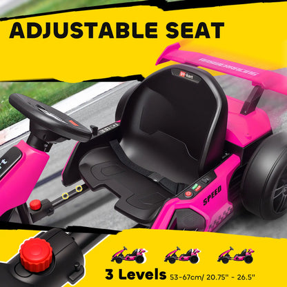 24V Electric Go Kart, Battery Powered Kids Drift Kart, Adjustable Seat, Pink Electric Ride On Toys at Gallery Canada