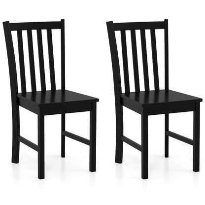 Rustic Dining Chairs Set of 2 Wooden Kitchen Chairs with Slat Tilt Backrest-black, Black Dining Chairs at Gallery Canada