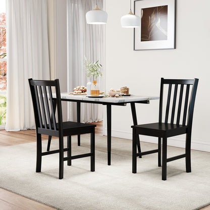 Rustic Dining Chairs Set of 2 Wooden Kitchen Chairs with Slat Tilt Backrest-black, Black Dining Chairs at Gallery Canada