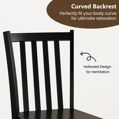 Rustic Dining Chairs Set of 2 Wooden Kitchen Chairs with Slat Tilt Backrest-black, Black Dining Chairs at Gallery Canada