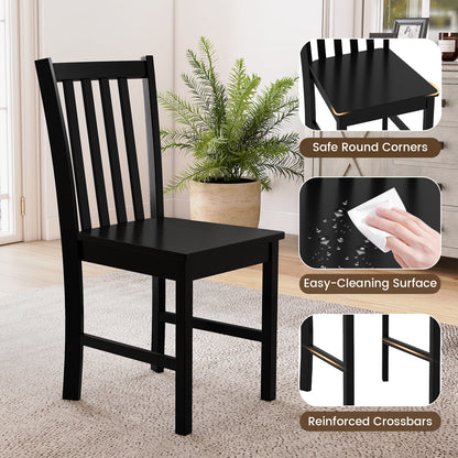 Rustic Dining Chairs Set of 2 Wooden Kitchen Chairs with Slat Tilt Backrest-black, Black Dining Chairs at Gallery Canada