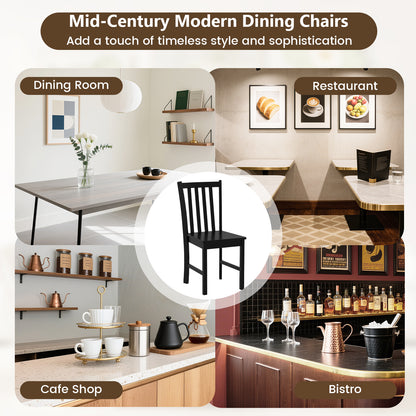 Rustic Dining Chairs Set of 2 Wooden Kitchen Chairs with Slat Tilt Backrest-black, Black Dining Chairs at Gallery Canada