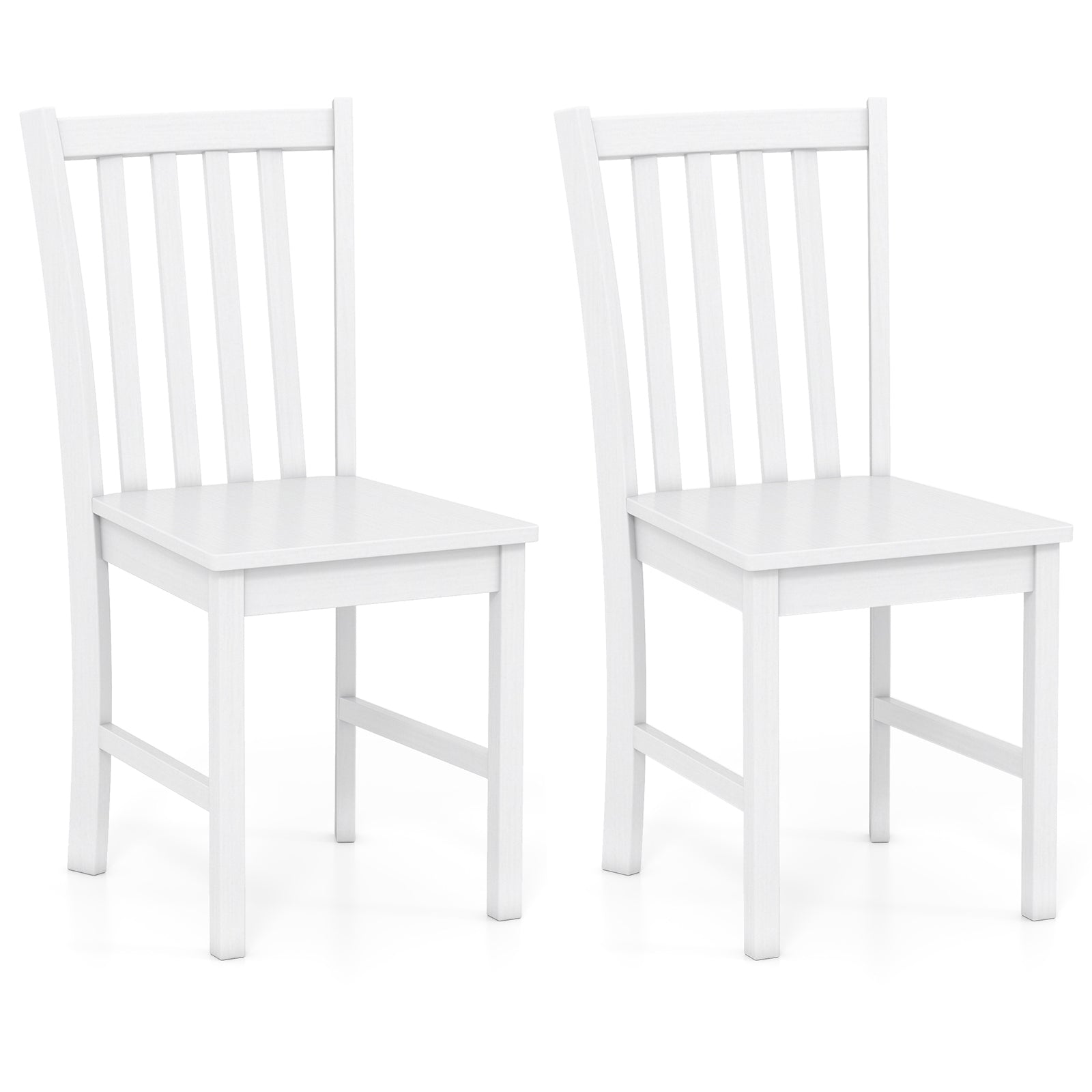 Wooden Dining Chairs Set of 2, Slat Tilt Backrest, White Dining Chairs at Gallery Canada