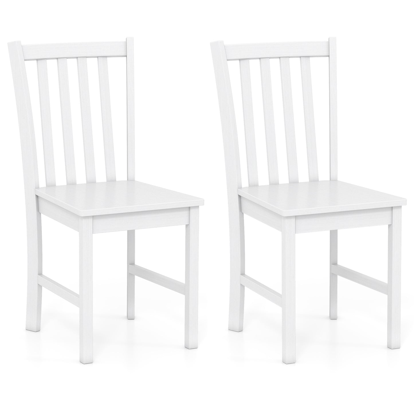 Wooden Dining Chairs Set of 2, Slat Tilt Backrest, White Dining Chairs at Gallery Canada