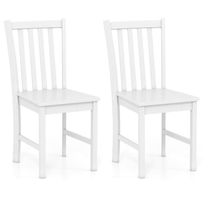 Wooden Dining Chairs Set of 2, Slat Tilt Backrest, White Dining Chairs at Gallery Canada
