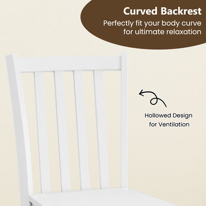 Rustic Dining Chairs Set of 2 Wooden Kitchen Chairs with Slat Tilt Backrest, White Dining Chairs at Gallery Canada