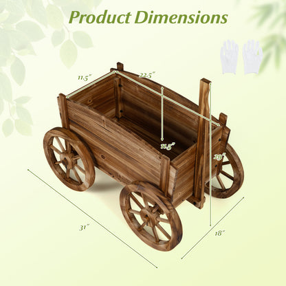 Rustic Rolling Flower Pot Stand with Wheels and Handle, Coffee Raised Garden Beds at Gallery Canada