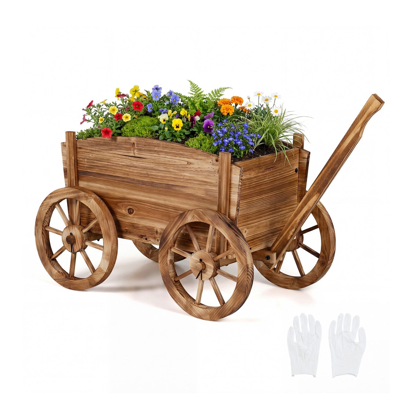 Rustic Rolling Flower Pot Stand with Wheels and Handle, Coffee Raised Garden Beds Coffee at Gallery Canada