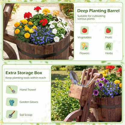 Rustic Wood Tricycle Planter with Wheels and Storage Box, Coffee Raised Garden Beds at Gallery Canada
