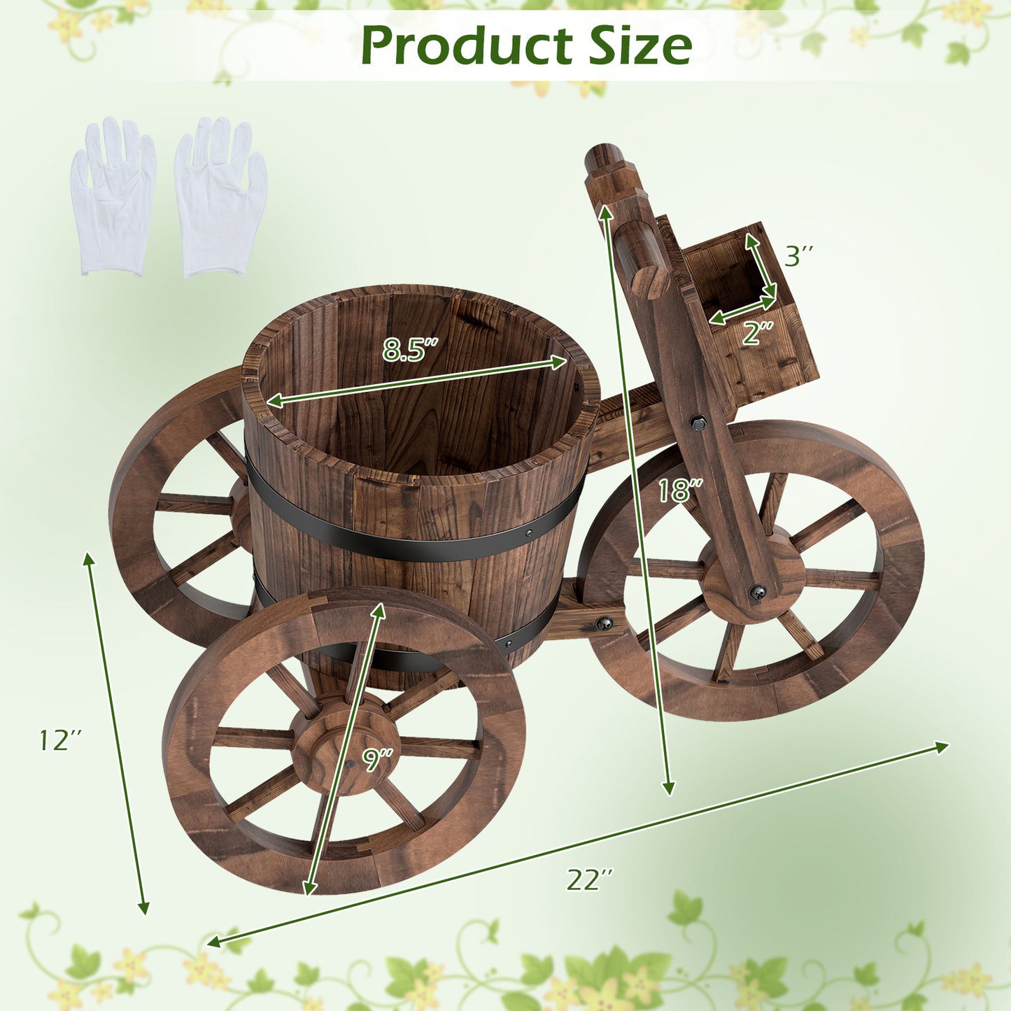 Rustic Wood Tricycle Planter with Wheels and Storage Box, Coffee Raised Garden Beds at Gallery Canada