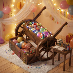 Rustic Wood Wagon Planter 2-Tier Versatile Raised Garden Bed with Wheels, Brown Raised Garden Beds Brown at Gallery Canada