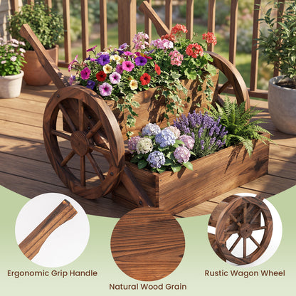 Rustic Wood Wagon Planter 2-Tier Versatile Raised Garden Bed with Wheels, Brown Raised Garden Beds at Gallery Canada