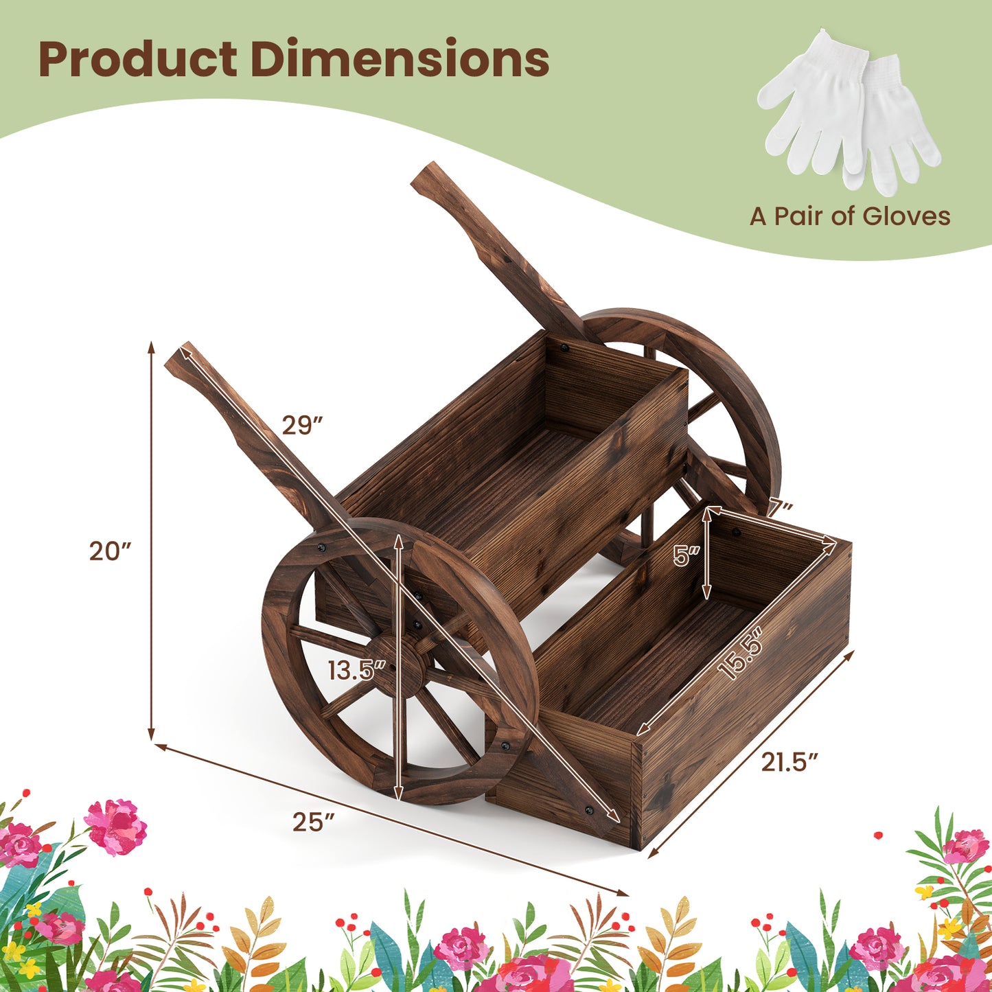Rustic Wood Wagon Planter 2-Tier Versatile Raised Garden Bed with Wheels, Brown Raised Garden Beds at Gallery Canada