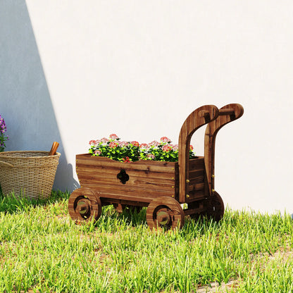 Wagon Flower Planter Cart With Wheels, Garden Wagon With Handle, Carbonized Raised Garden Beds at Gallery Canada