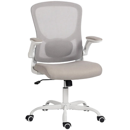 Ergonomic Mesh Office Chair, 4D Lumbar Support, Flip-Up Armrests, Tilt, Grey Task Chairs at Gallery Canada
